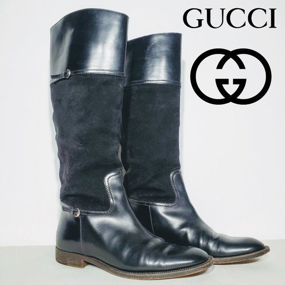 Gucci Shoes - Gucci Leather & Suede Black Classic Riding Boots